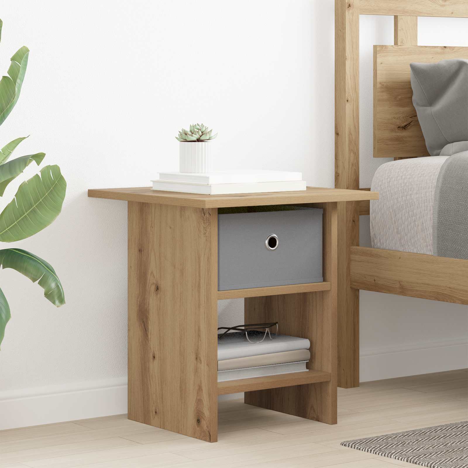 vidaXL Bedside Table Artisan Oak 41 x 40 x 45 cm Engineered Wood 1