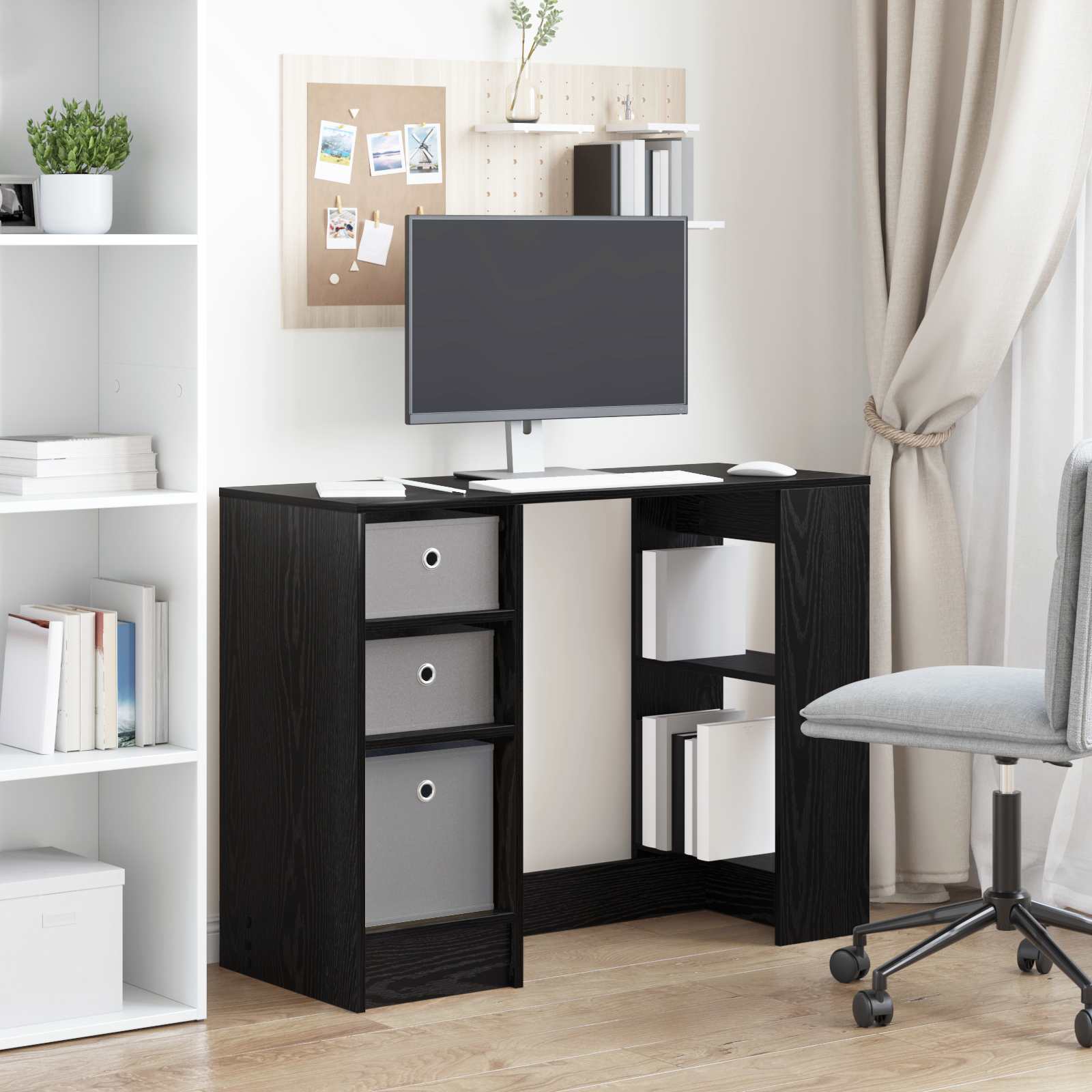 vidaXL Desk Black Oak 100 x 40 x 75 cm Engineered Wood 4