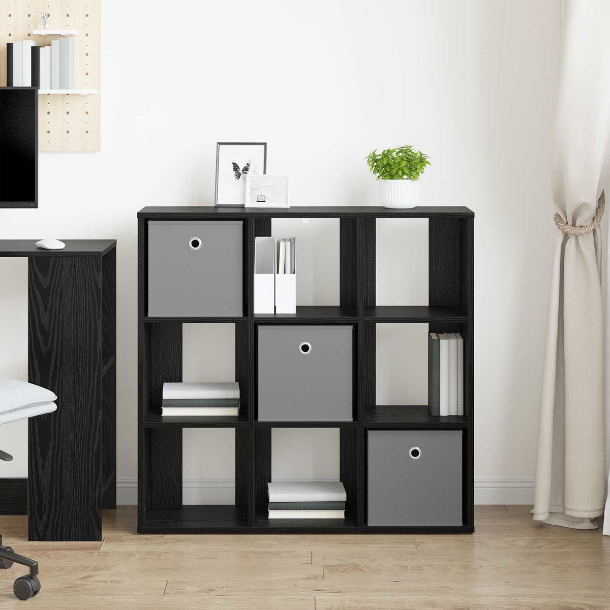 Sideboard 88.5 x 29 x 84.5 cm Black oak