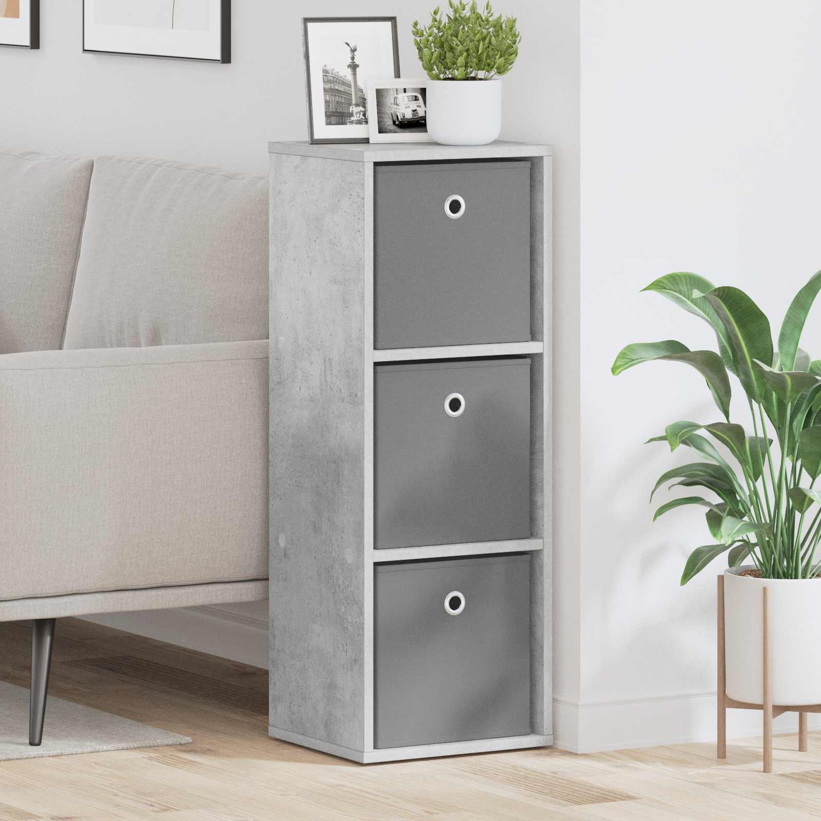 vidaXL Sideboard with Drawer Concrete Grey 30.5 x 27 x 84.5 cm 1