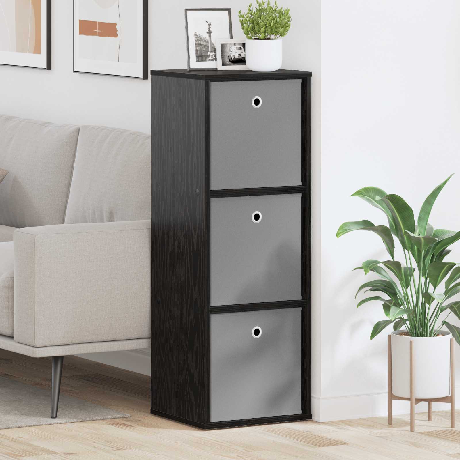 vidaXL Sideboard with Drawer Black Oak 35 x 32 x 99.5 cm 1