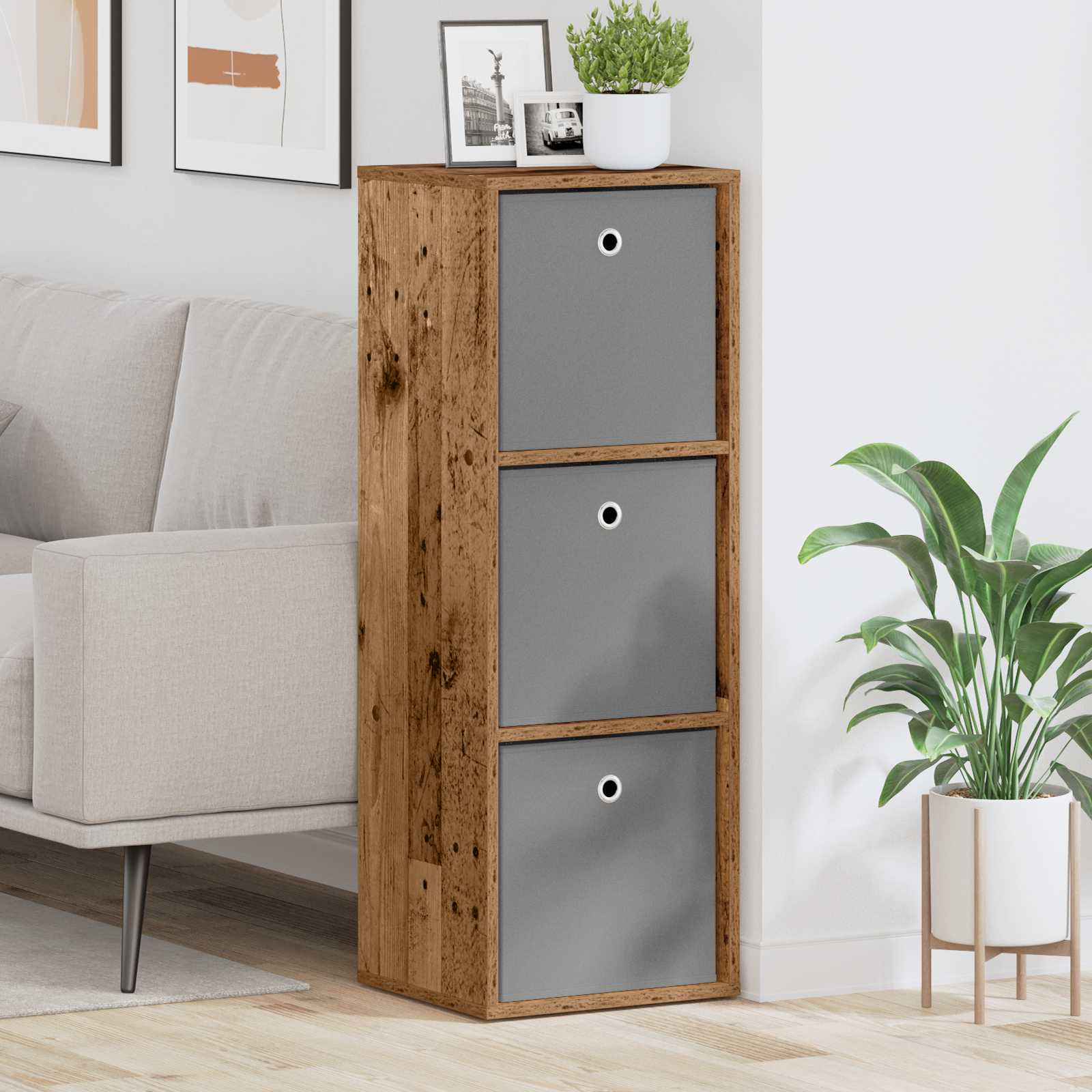 vidaXL Sideboard with Drawer Old Wood 35 x 32 x 99.5 cm 1