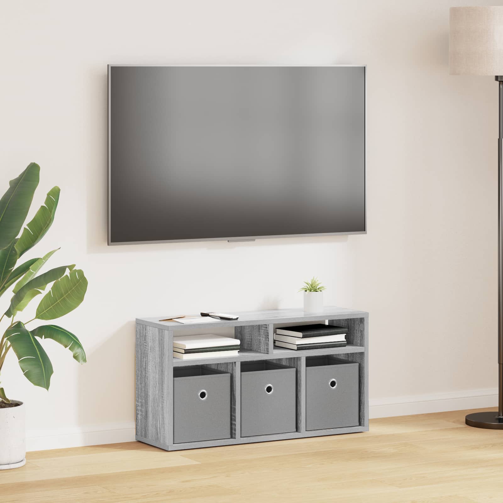 vidaXL Lowboard with Drawer Grey Sonoma 72 x 22.5 x 38 cm 1