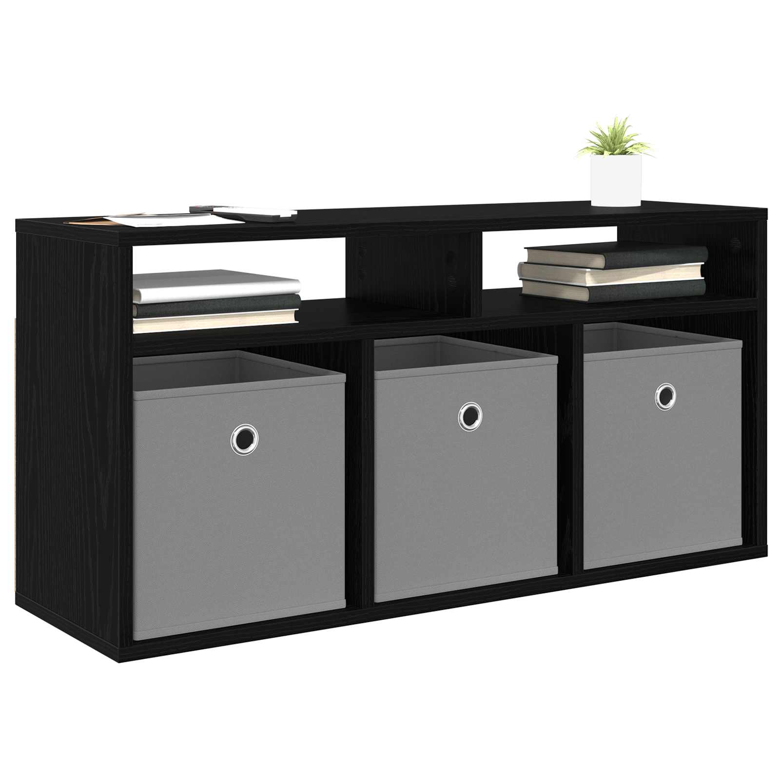 vidaXL Lowboard with Drawer Black Oak 87 x 27.5 x 43 cm 3