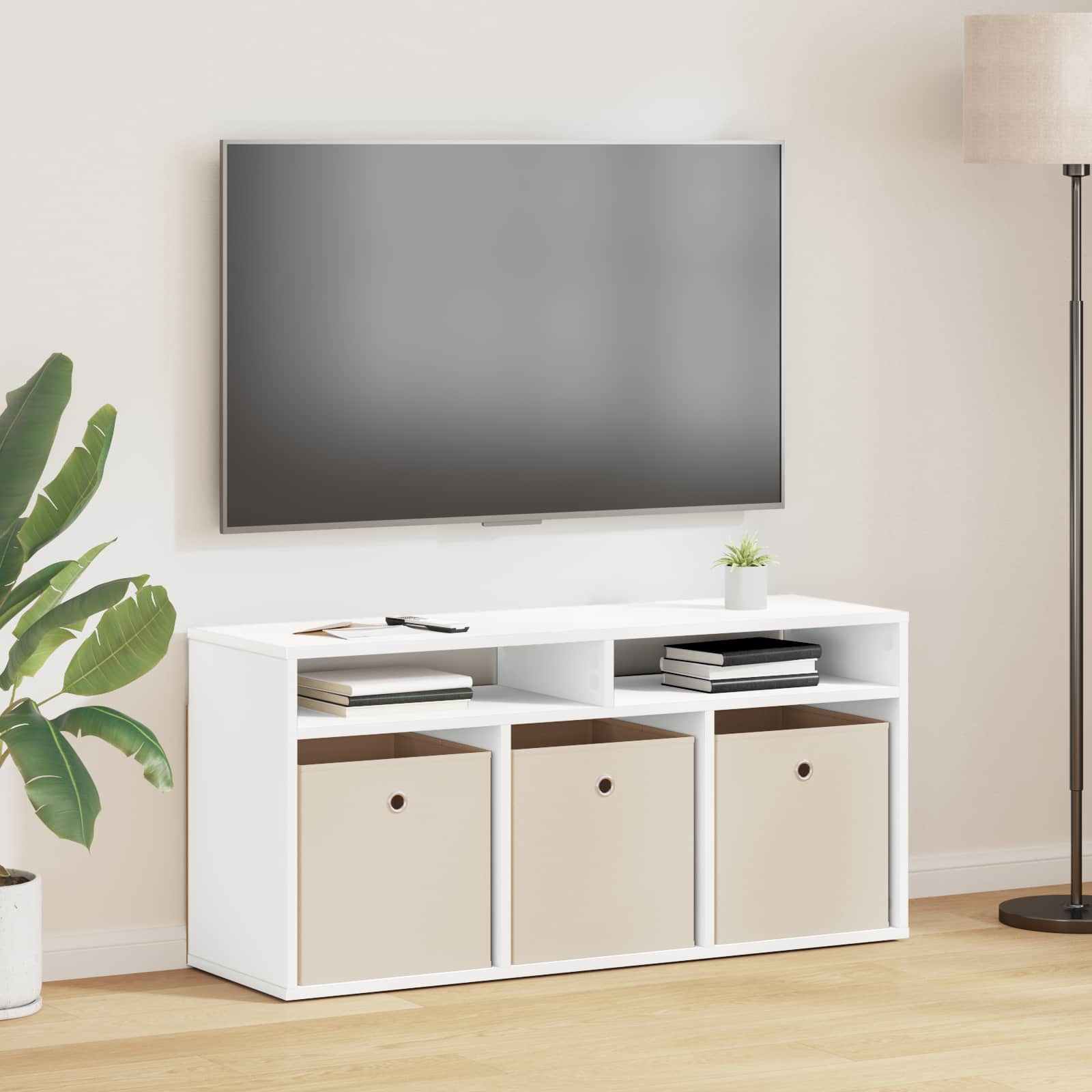 vidaXL Lowboard with Drawer White 102 x 32 x 48.5 cm 1