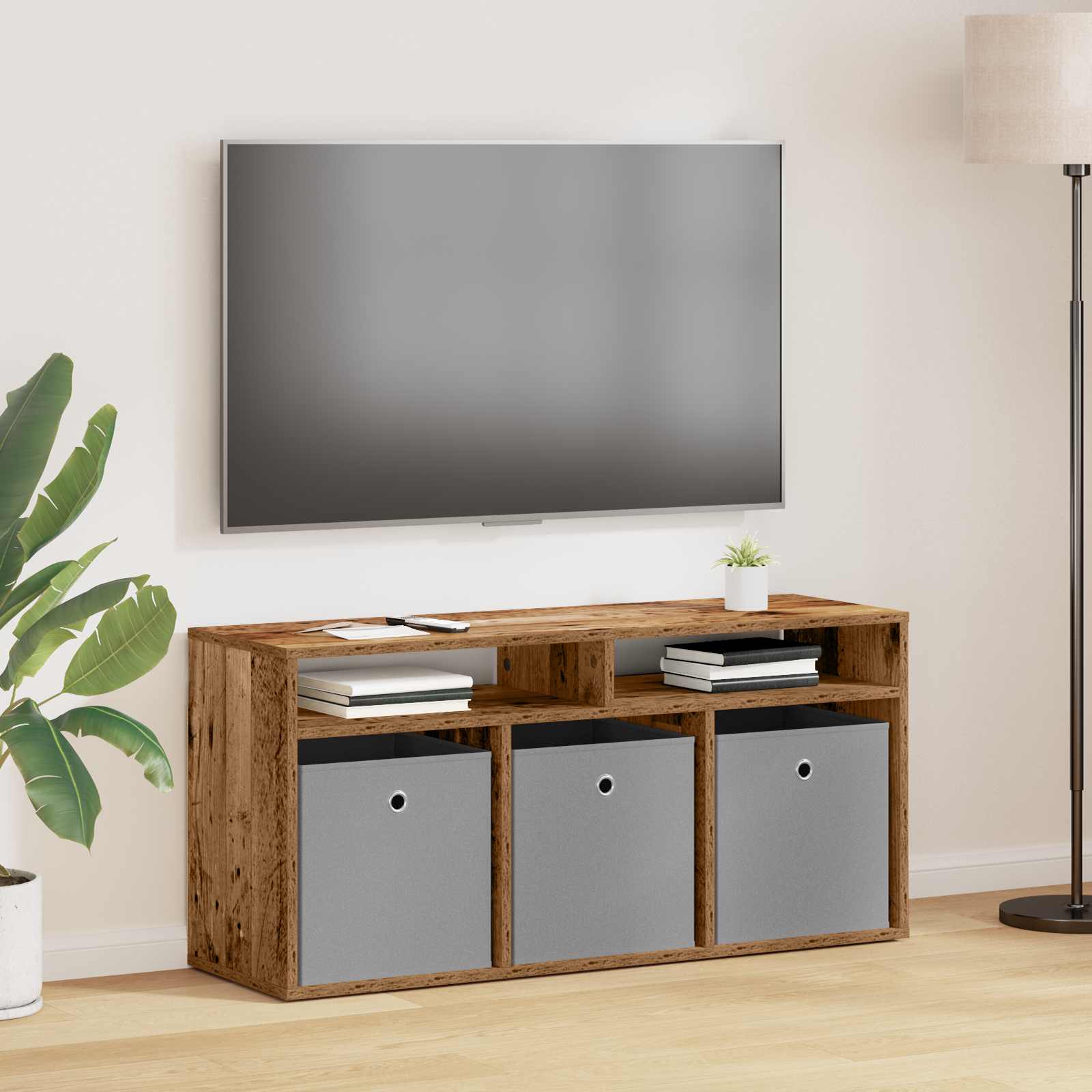 vidaXL Lowboard with Drawer Old Wood 102 x 32 x 48.5 cm 1
