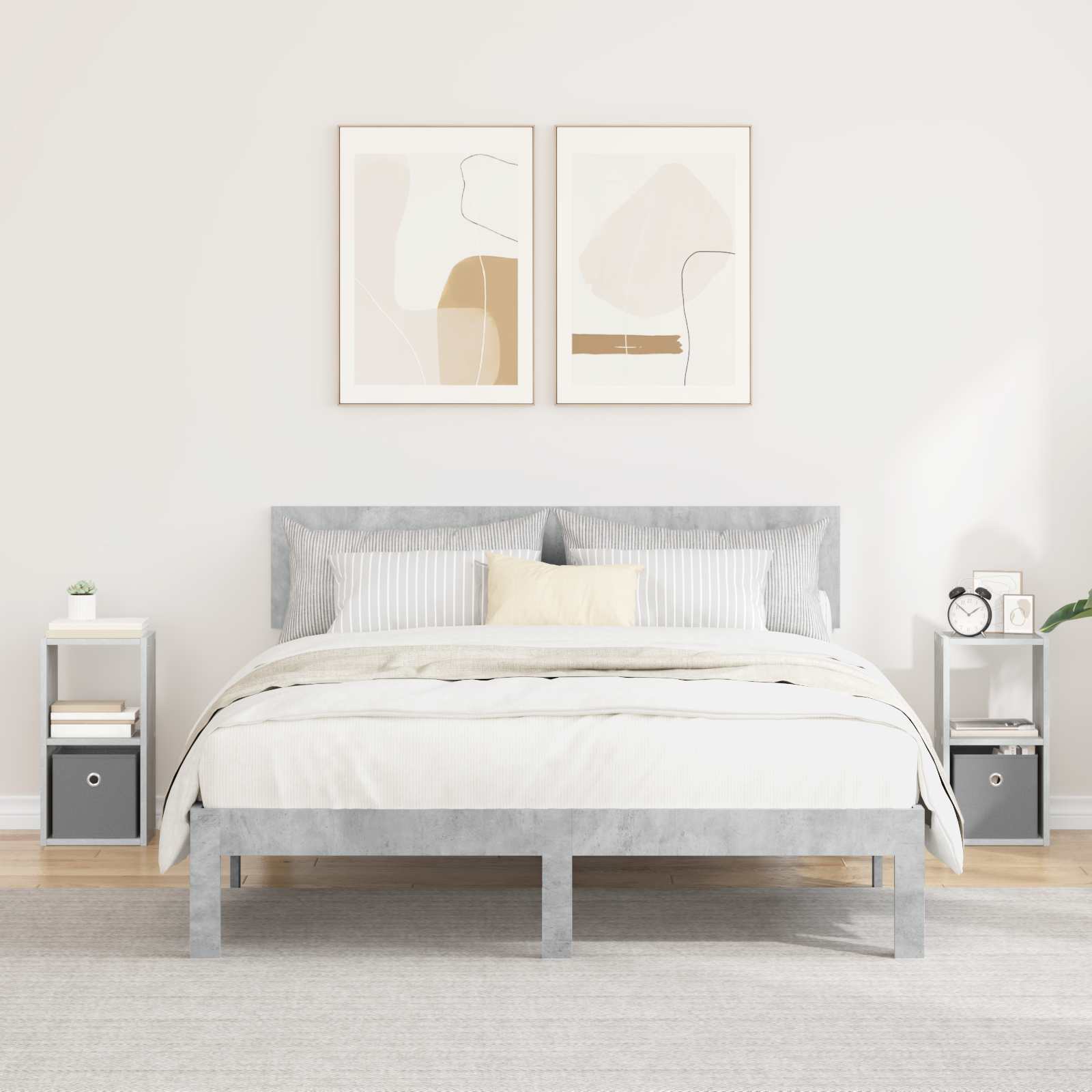 vidaXL Bedside Table 2 pcs Concrete Grey 25.5 x 22 x 49.5 cm 1