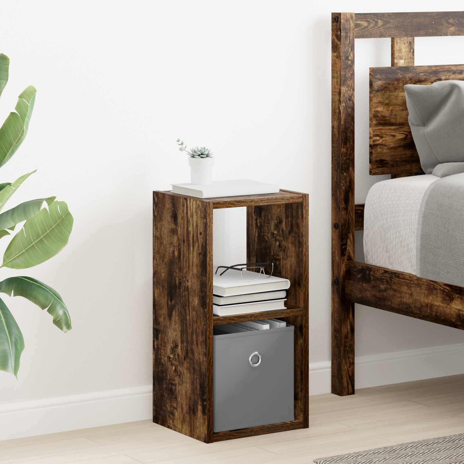 vidaXL Bedside Table 2 pcs Smoked Oak 25.5 x 22 x 49.5 cm 4