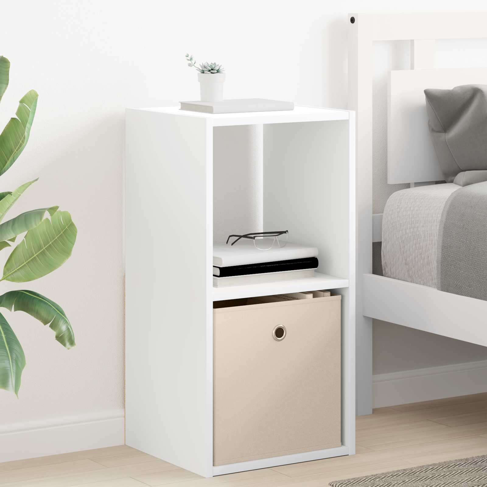 vidaXL Bedside Table White 35 x 32 x 68.5 cm Engineered Wood 1