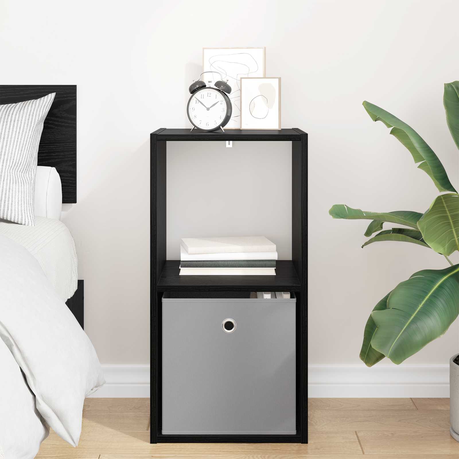 vidaXL Bedside Table Black Oak 35 x 32 x 68.5 cm Engineered Wood 4
