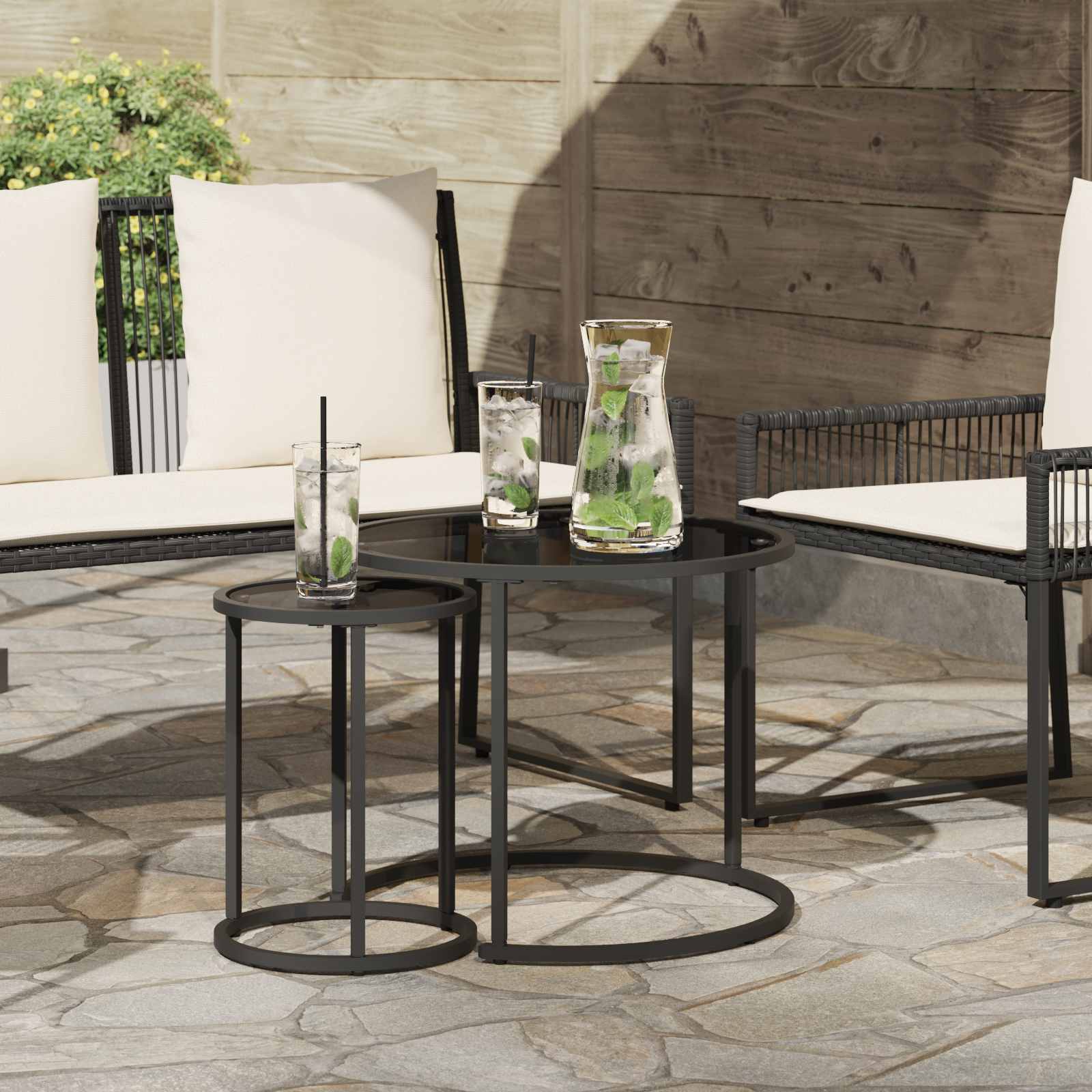 vidaXL Coffee Table Set 2 pcs 55 x 55 x 45 cm steel 1