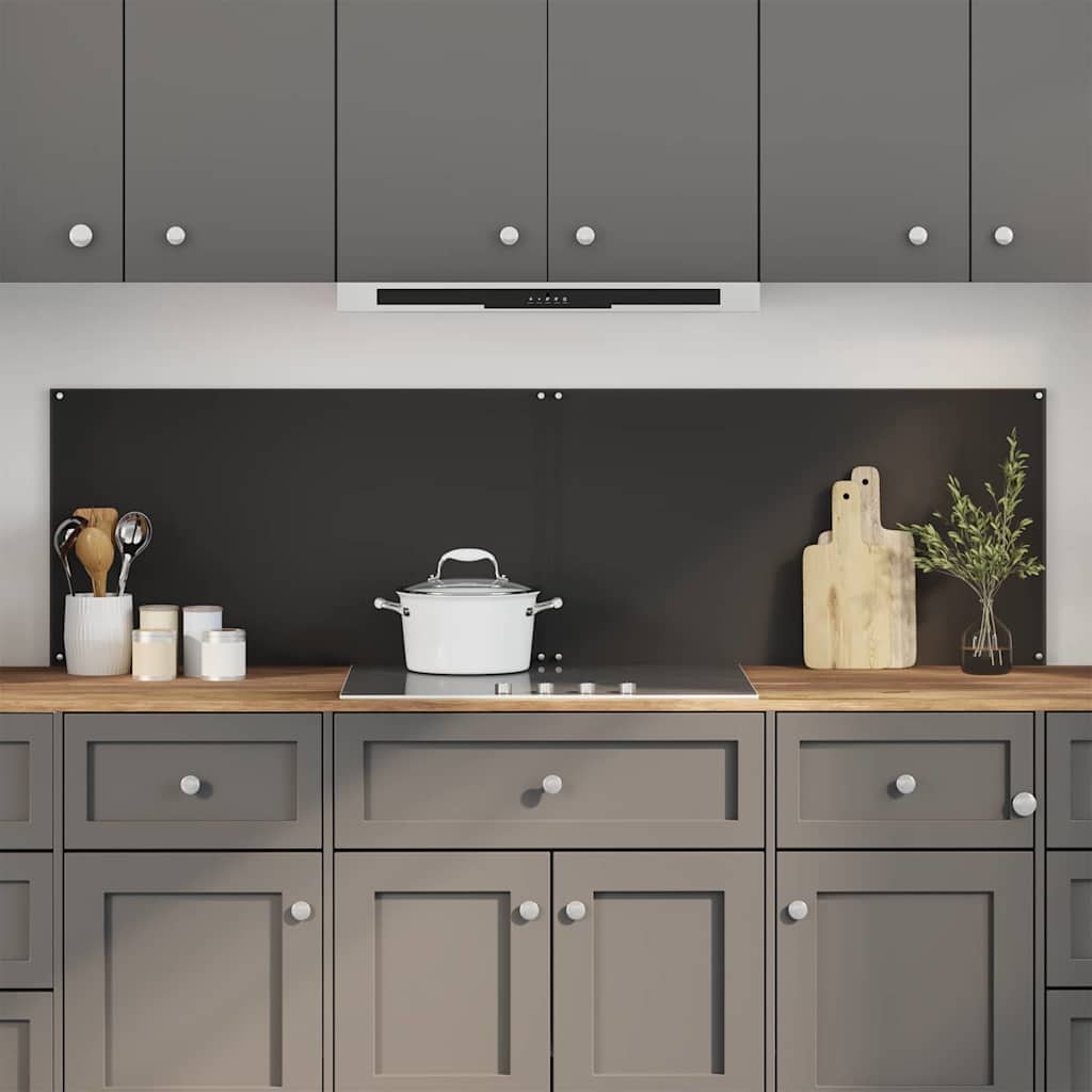vidaXL Kitchen Backsplash 2 pcs Black 90 x 50 cm Tempered Glass 1