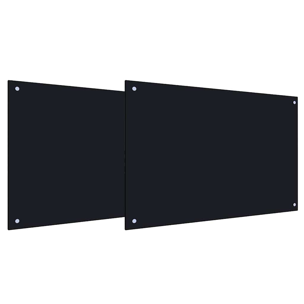 vidaXL Kitchen Backsplash 2 pcs Black 90 x 50 cm Tempered Glass 2