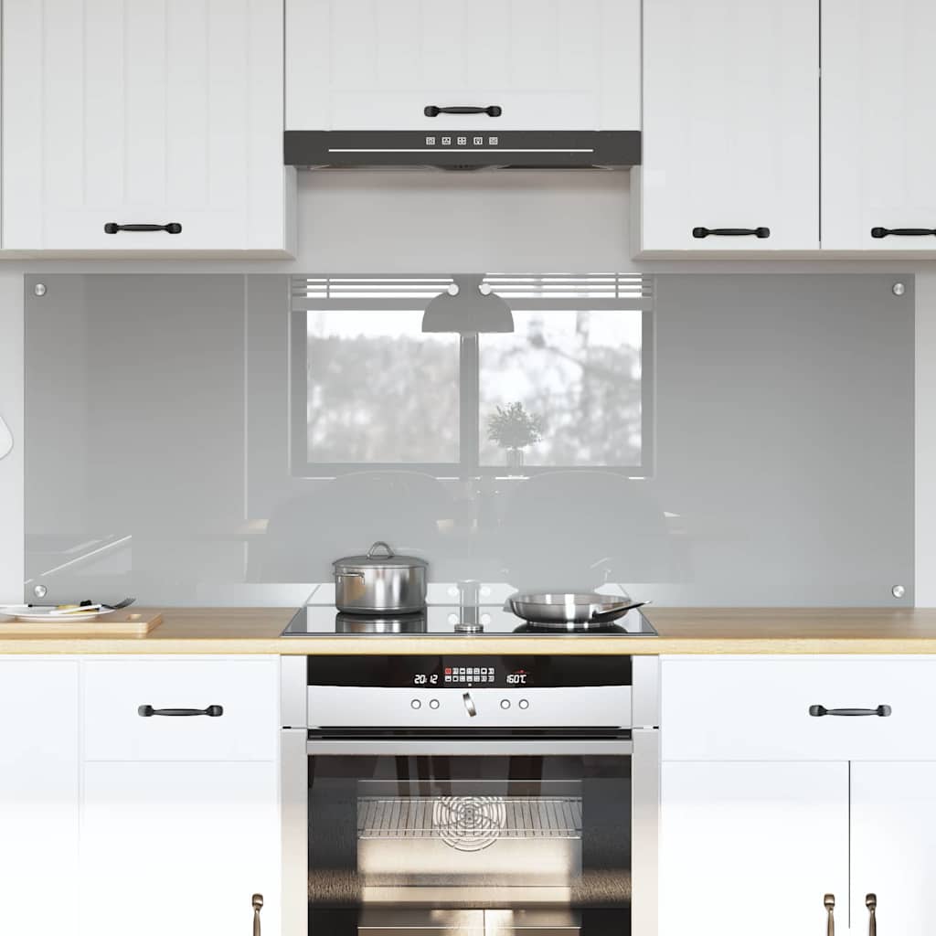 Kitchen Backsplash 70 x 60 cm Tempered Glass 2 pcs Light Grey 80 cm