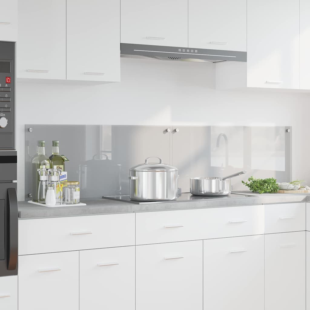 vidaXL Kitchen Backsplash 2 pcs Light Grey 90 x 40 cm Tempered Glass 1