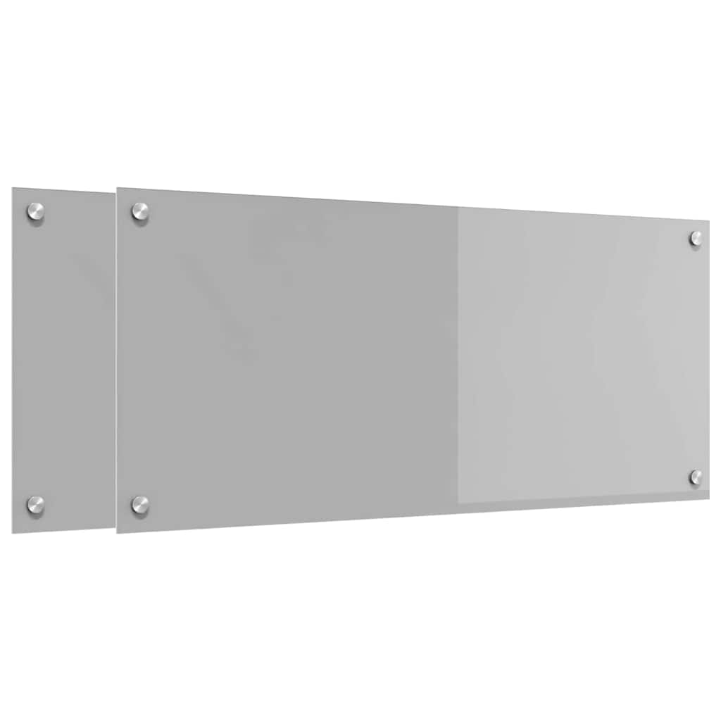 vidaXL Kitchen Backsplash 2 pcs Light Grey 90 x 40 cm Tempered Glass 2