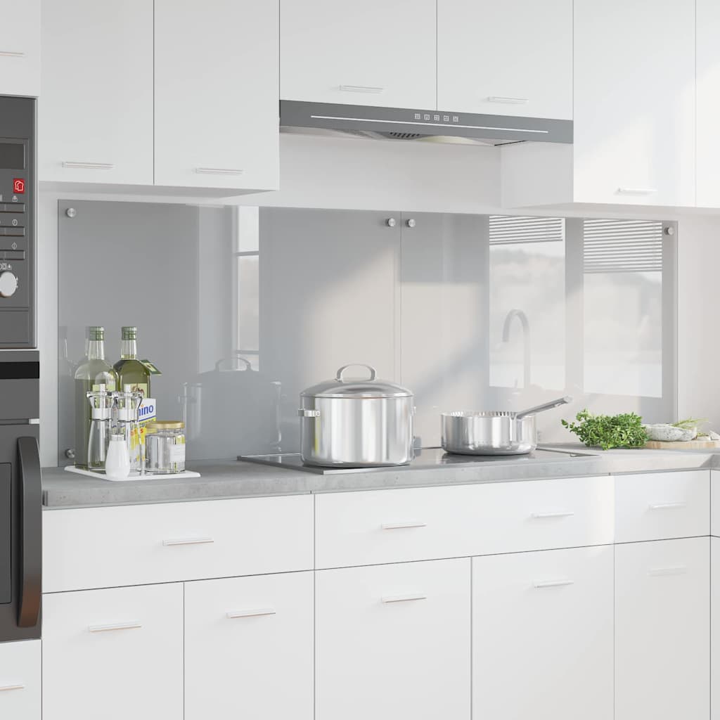 Kitchen Backsplash 70 x 60 cm Tempered Glass 2 pcs Light Grey 90 cm