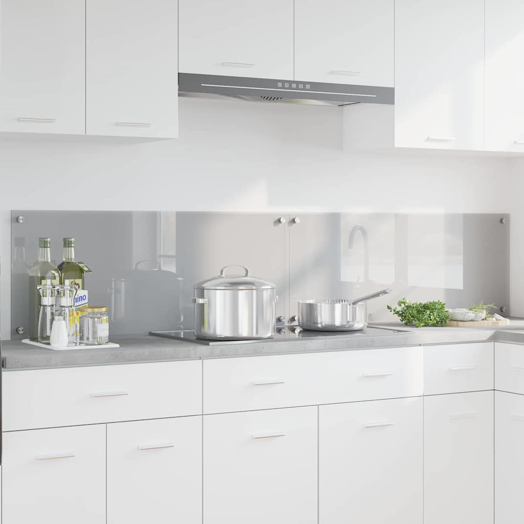 Kitchen Backsplash 70 x 40 cm Tempered Glass 2 Depth 40 cm Light grey 100 cm