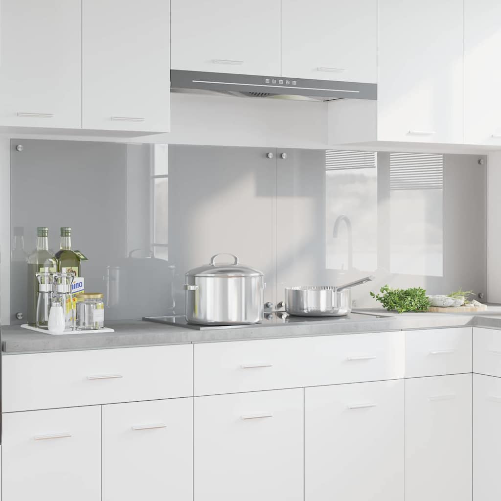 Kitchen Backsplash 70 x 60 cm Tempered Glass 2 pcs Light Grey 100 cm