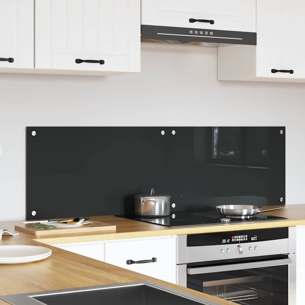 vidaXL Kitchen Backsplash 2 pcs Dark Grey 70 x 40 cm Tempered Glass 3