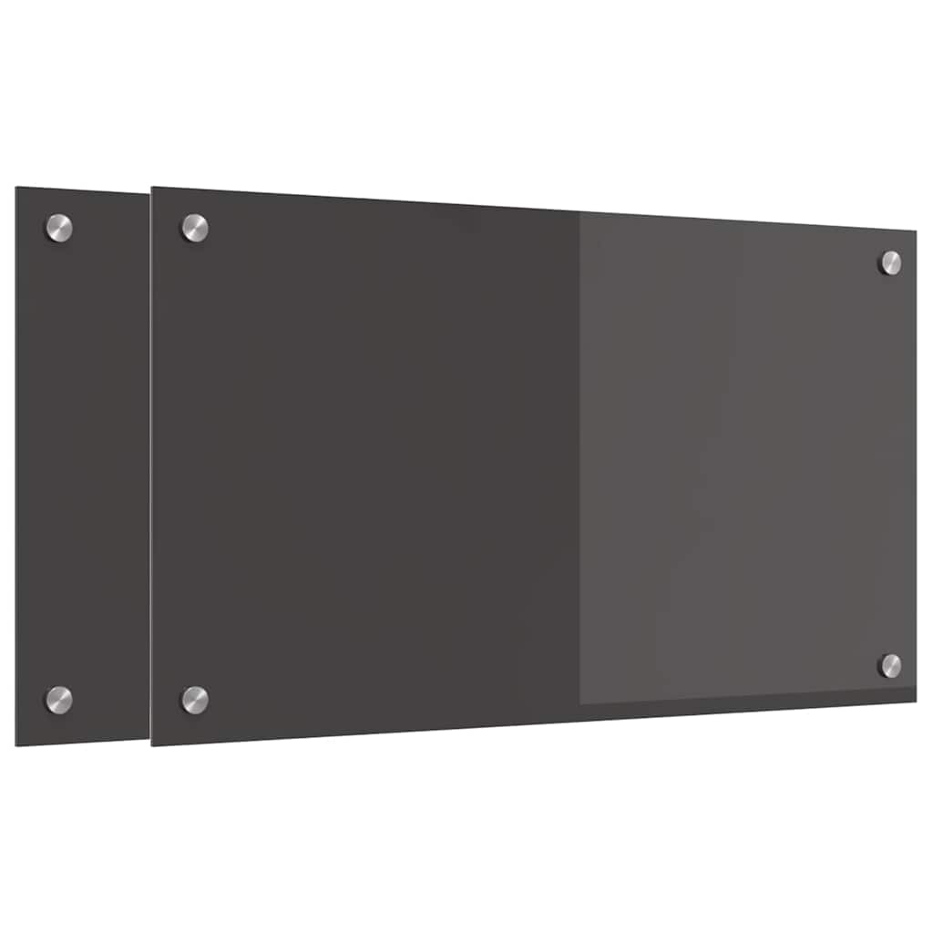 vidaXL Kitchen Backsplash 2 pcs Dark Grey 70 x 40 cm Tempered Glass 2