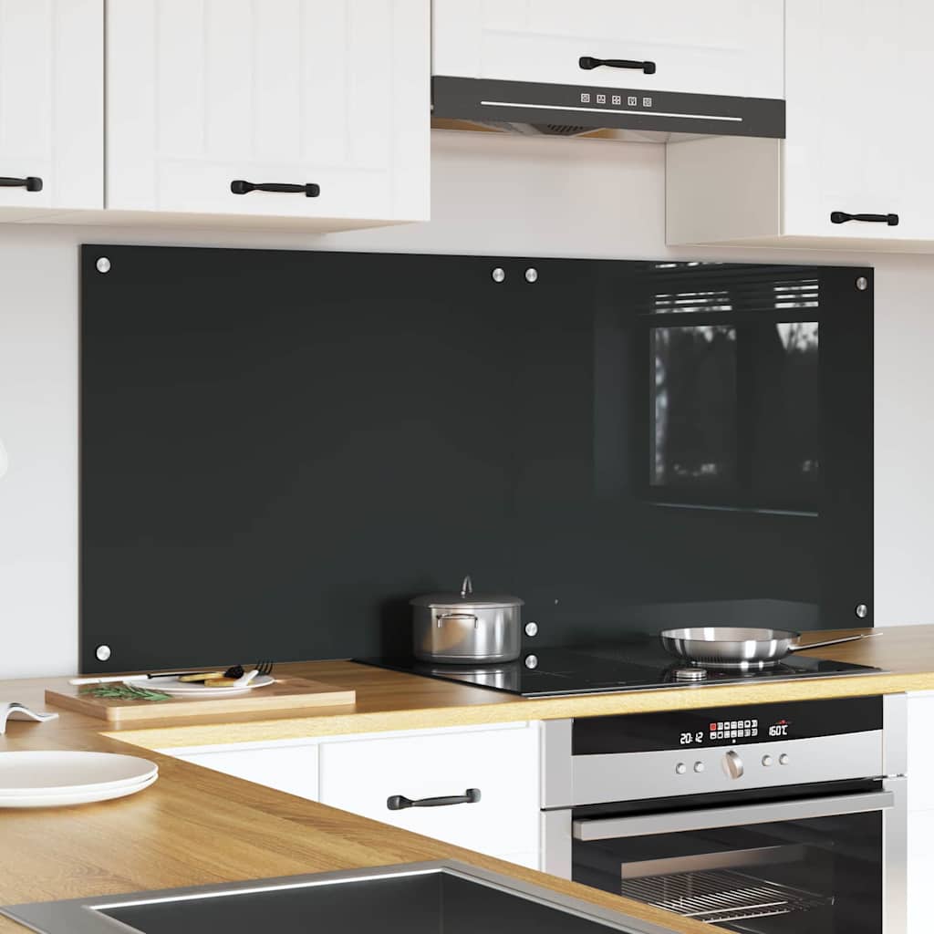 Kitchen Backsplash 70 x 60 cm Tempered Glass 2 pcs Dark Grey 70 cm