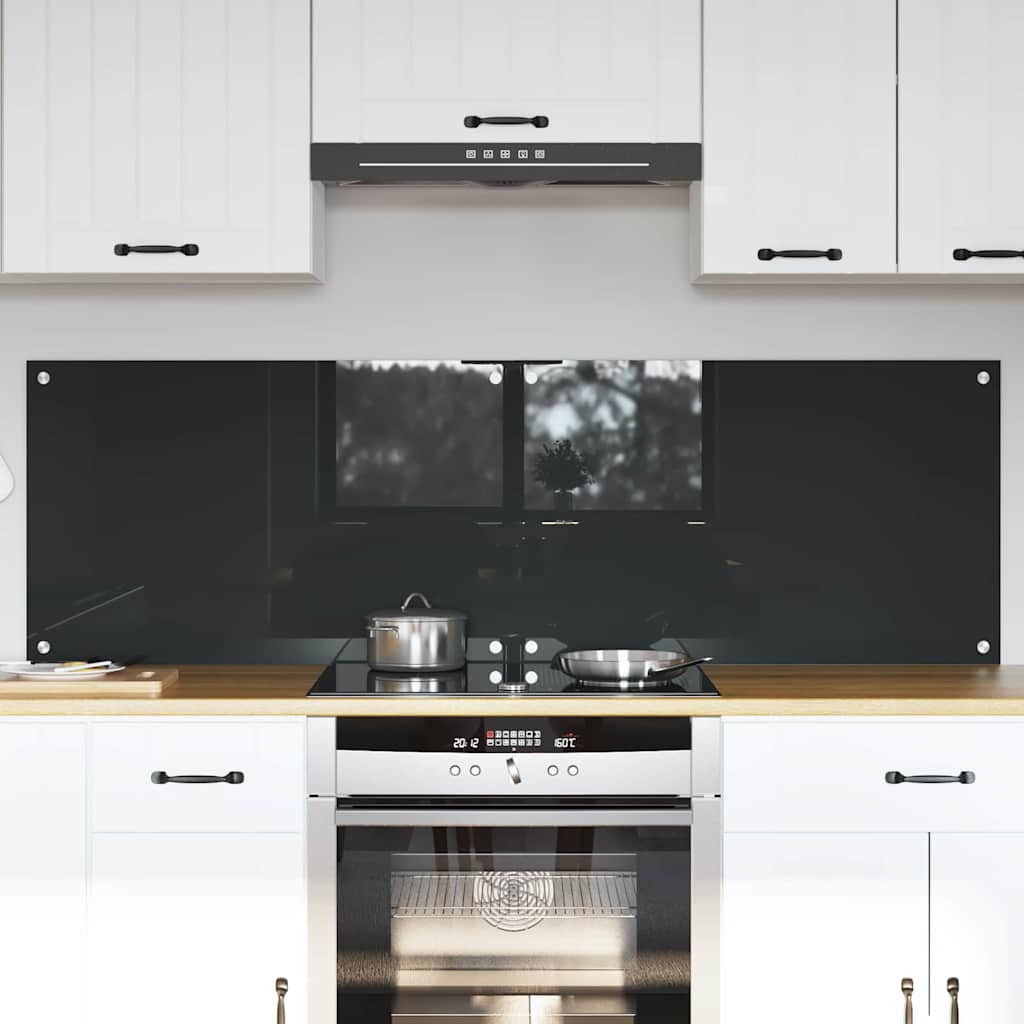 vidaXL Kitchen Backsplash 2 pcs Dark Grey 80 x 50 cm Tempered Glass 1