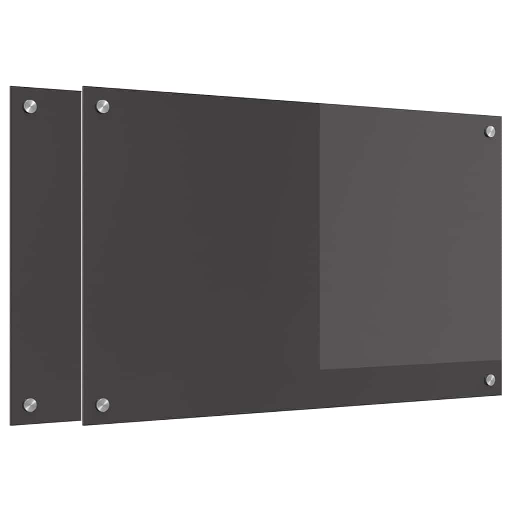 Kitchen Backsplash 70 x 50 cm Tempered Glass 2 pcs Dark Grey 80 cm