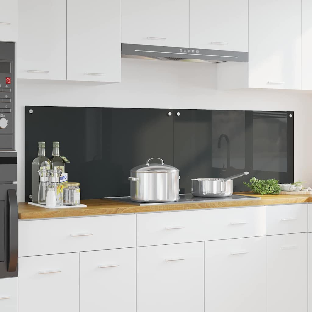Kitchen Backsplash 70 x 50 cm Tempered Glass 2 pcs Dark Grey 90 cm
