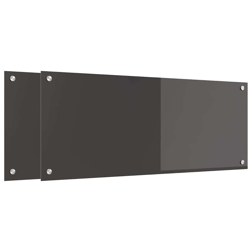 vidaXL Kitchen Backsplash 2 pcs Dark Grey 100 x 40 cm Tempered Glass 2