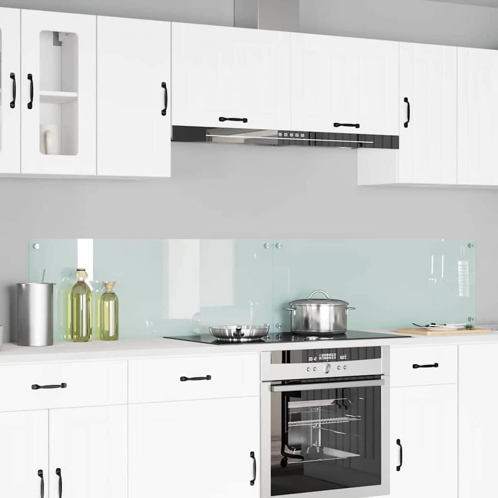 Kitchen Backsplash 110 x 40 cm Tempered Glass 2 pcs White 110 cm