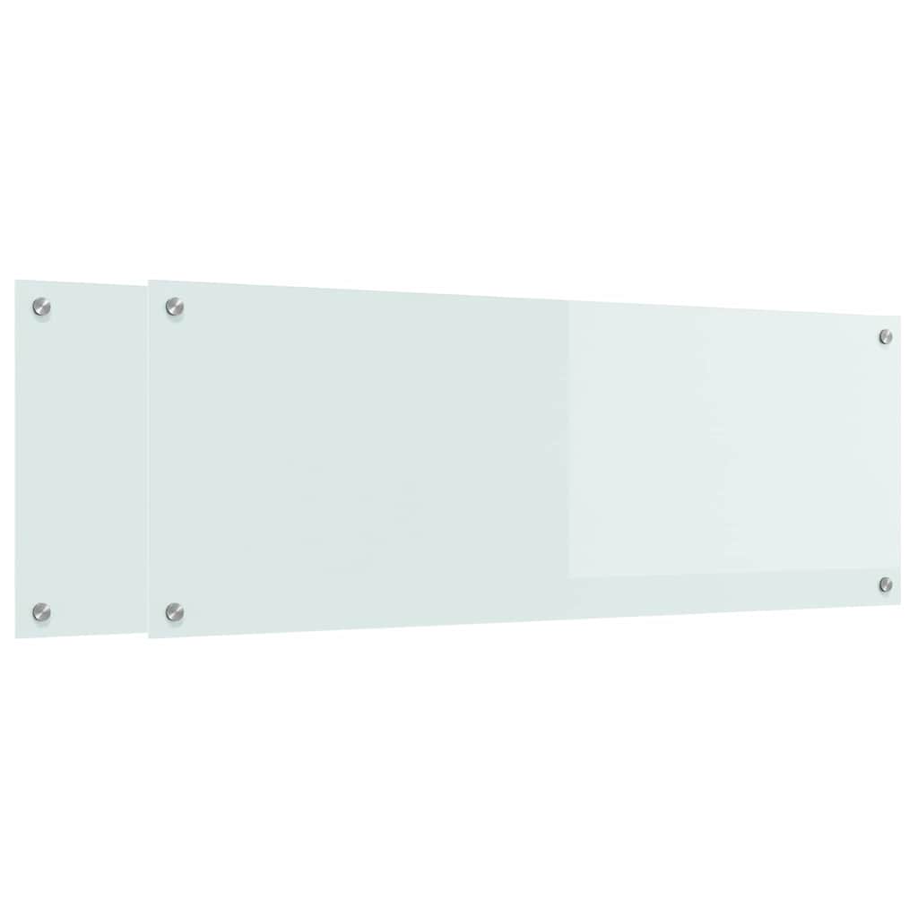 Kitchen Backsplash 110 x 40 cm Tempered Glass 2 pcs White 110 cm