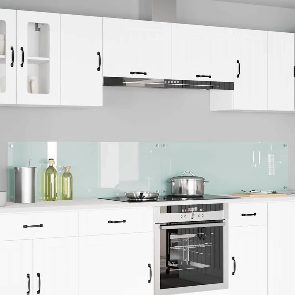 Kitchen Backsplash 110 x 40 cm Tempered Glass 2 pcs White 120 cm
