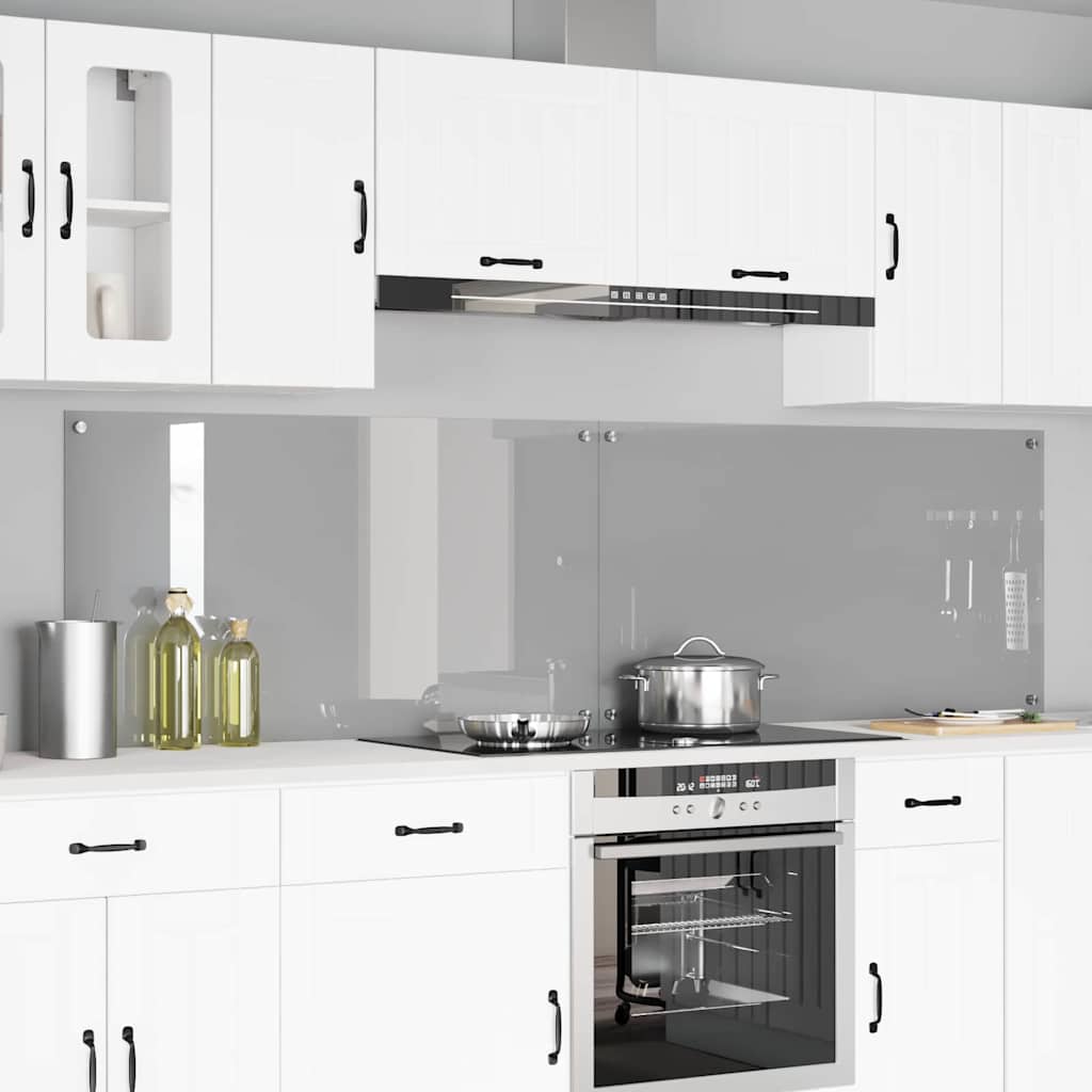 Kitchen Backsplash 70 x 60 cm Tempered Glass 2 pcs Light Grey 110 cm