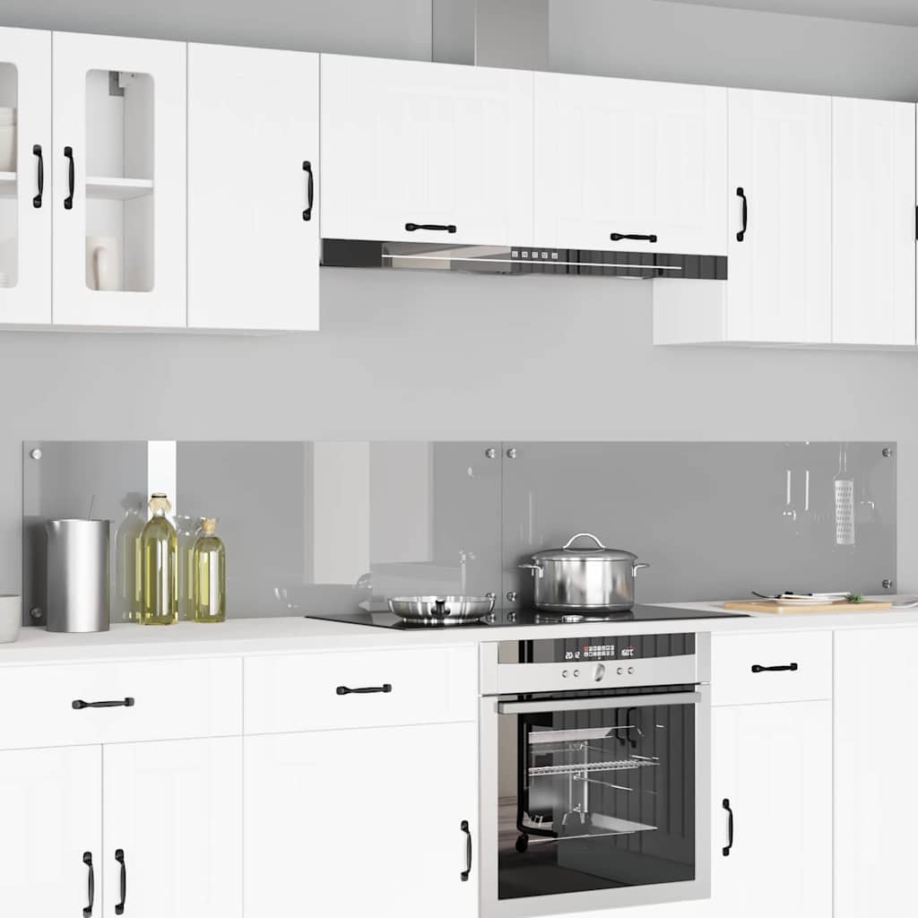 vidaXL Kitchen Backsplash 70 x 40 cm Tempered Glass 2 pcs Light Grey