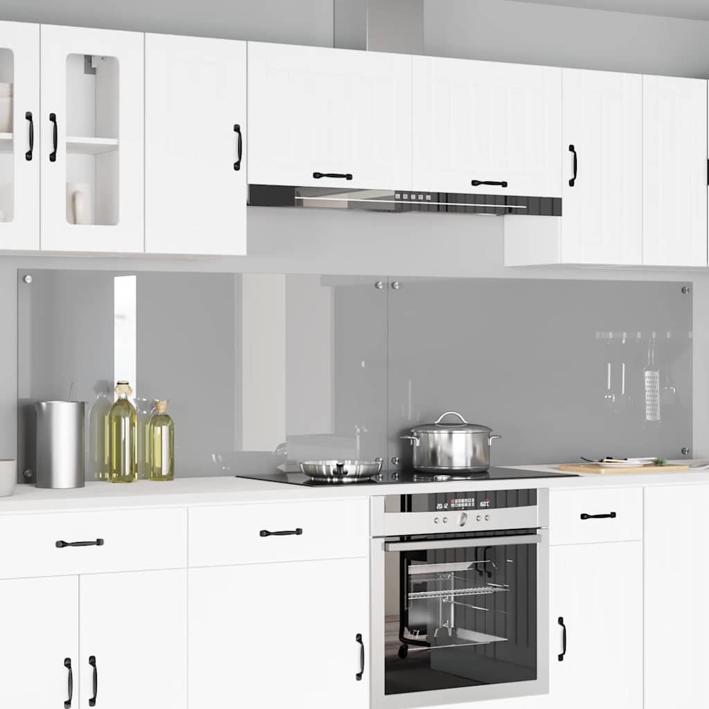 Kitchen Backsplash 70 x 60 cm Tempered Glass 2 pcs Light Grey 120 cm