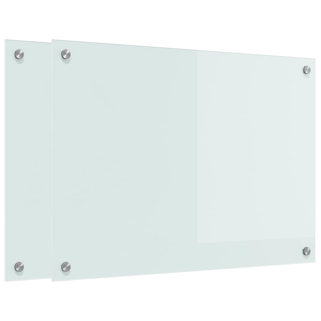 vidaXL Kitchen Backsplash 2 pcs White 70 x 50 cm Tempered Glass 2
