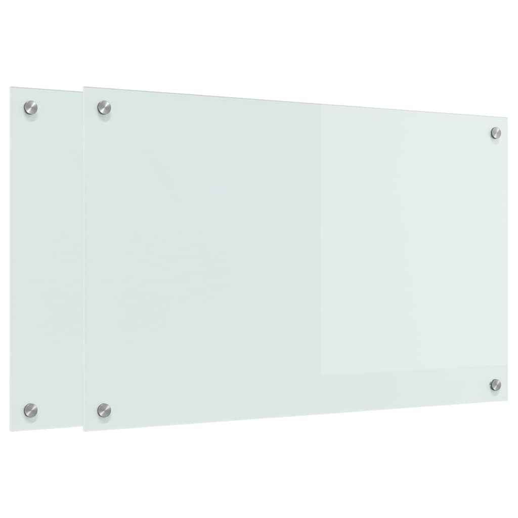 vidaXL Kitchen Backsplash 2 pcs White 80 x 50 cm Tempered Glass 2