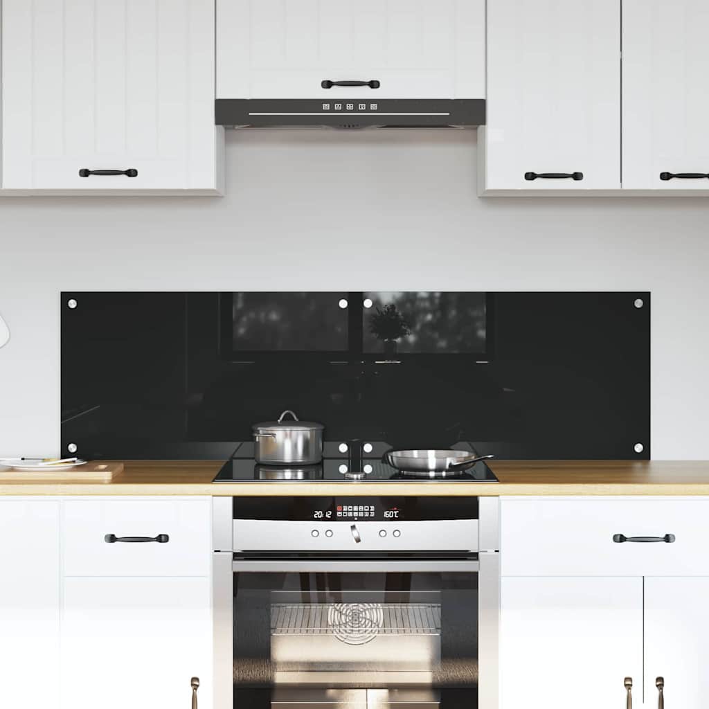 vidaXL Kitchen Backsplash 2 pcs Black 70 x 40 cm Tempered Glass 1