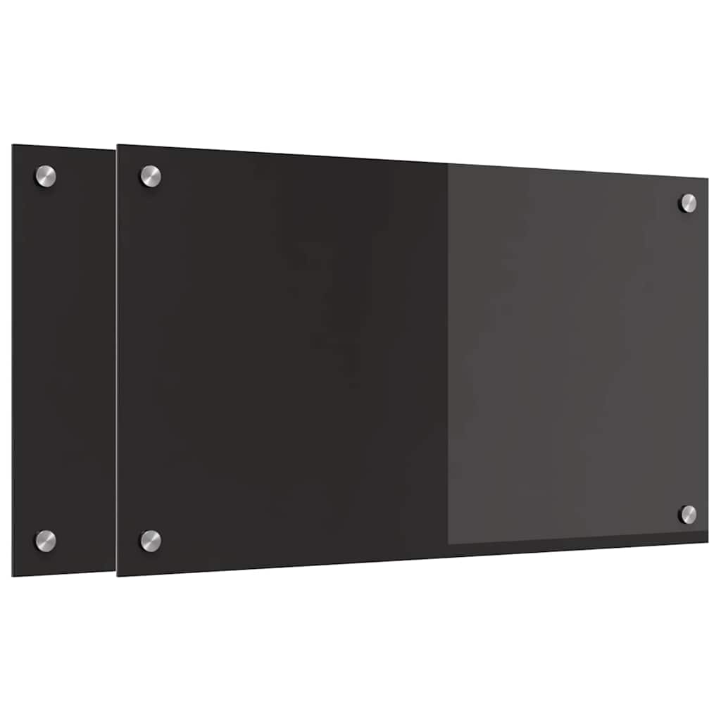 vidaXL Kitchen Backsplash 2 pcs Black 70 x 40 cm Tempered Glass 2