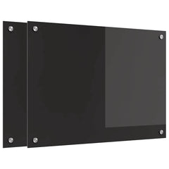 vidaXL Kitchen Backsplash 2 pcs Black 70 x 50 cm Tempered Glass 2