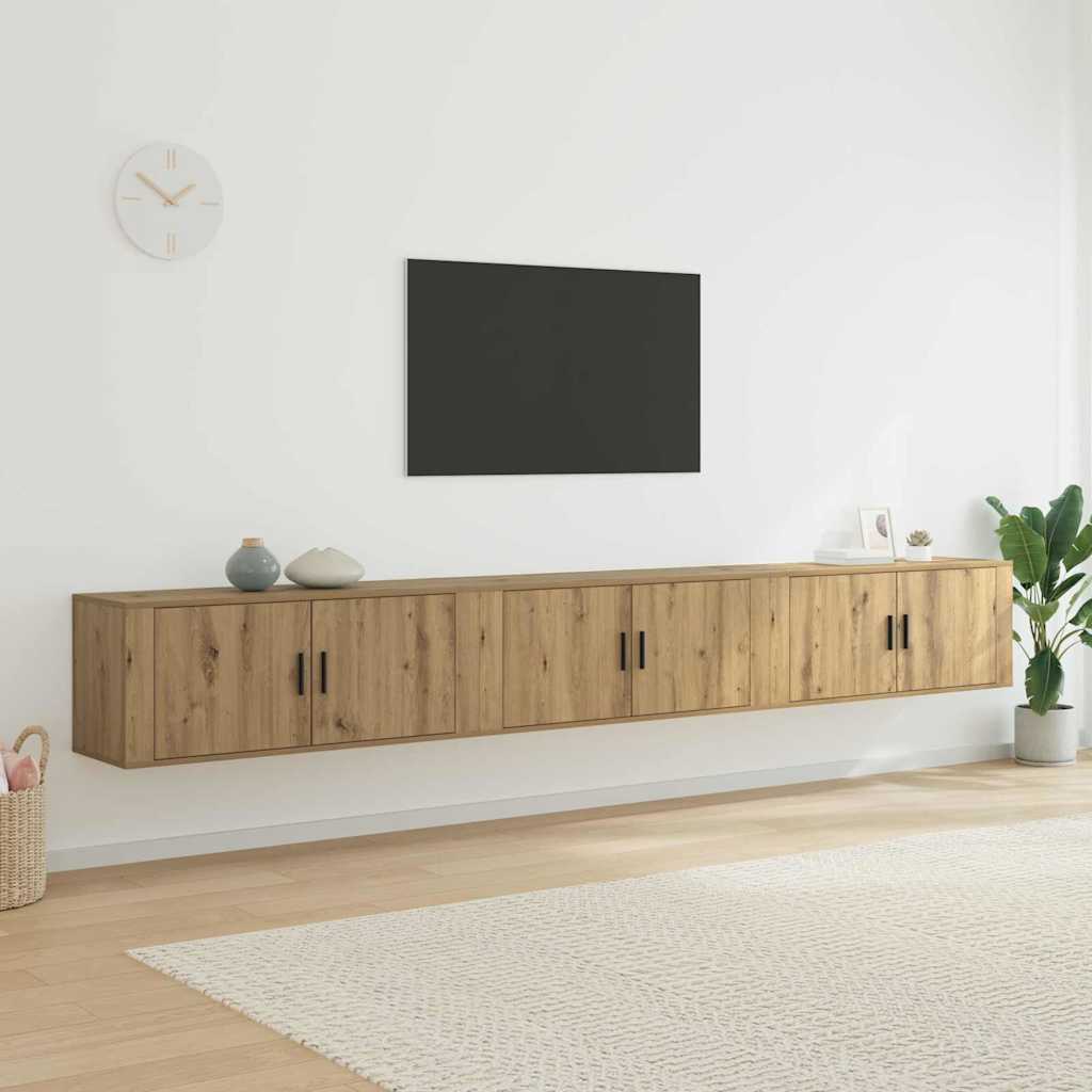 Wall-mounted TV Cabinet Set 100x34.5x40 cm 3 pcs Artisan oak