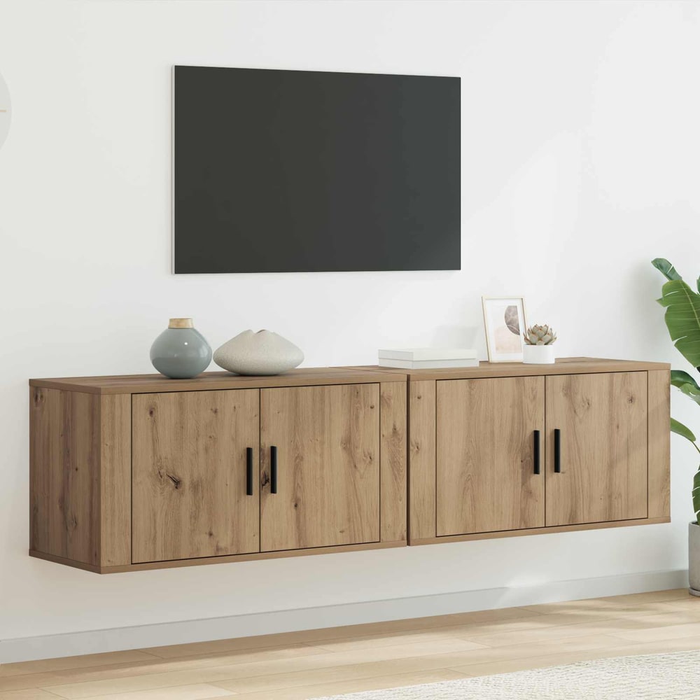 Wall-mounted TV Cabinet Set 80x34.5x40 cm 2 pcs Artisan oak
