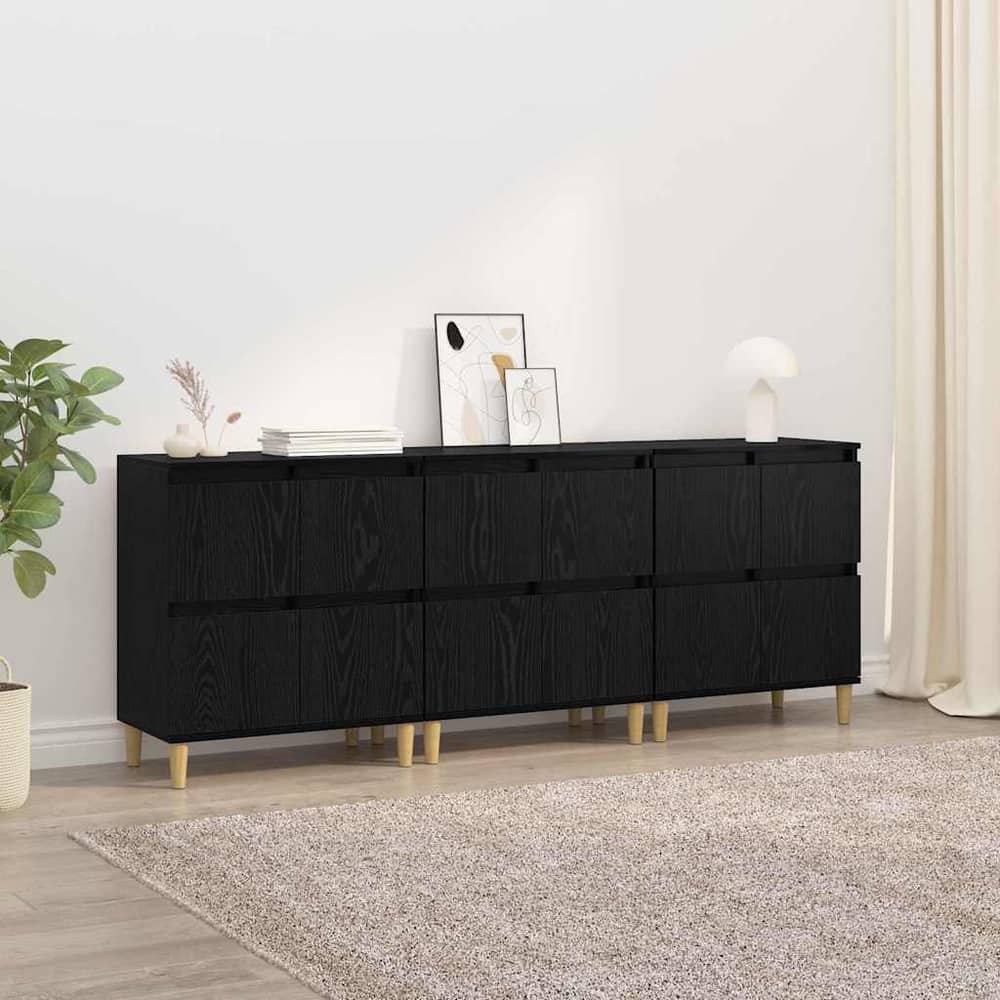 Sideboards 60x35x70 cm Engineered Wood 3 pcs Black oak