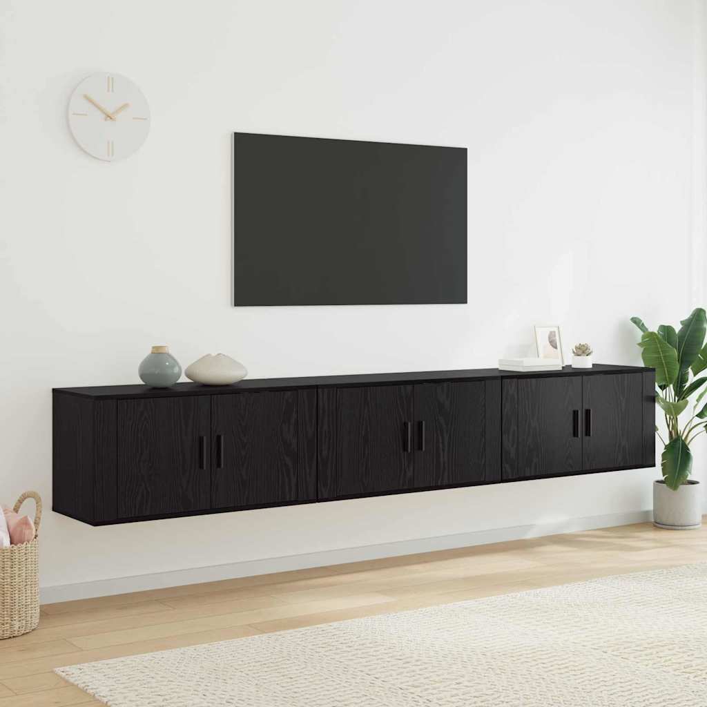 Wall-mounted TV Cabinet Set 80x34.5x40 cm 3 pcs Black oak