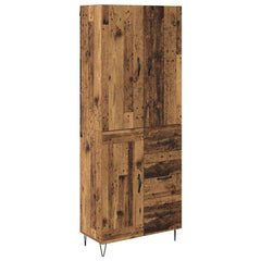 Highboard 69.5x34x180 cm Engineered Wood 1 Wood Door 3 Drawers Old wood