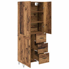 Highboard 69.5x34x180 cm Engineered Wood 1 Wood Door 3 Drawers Old wood