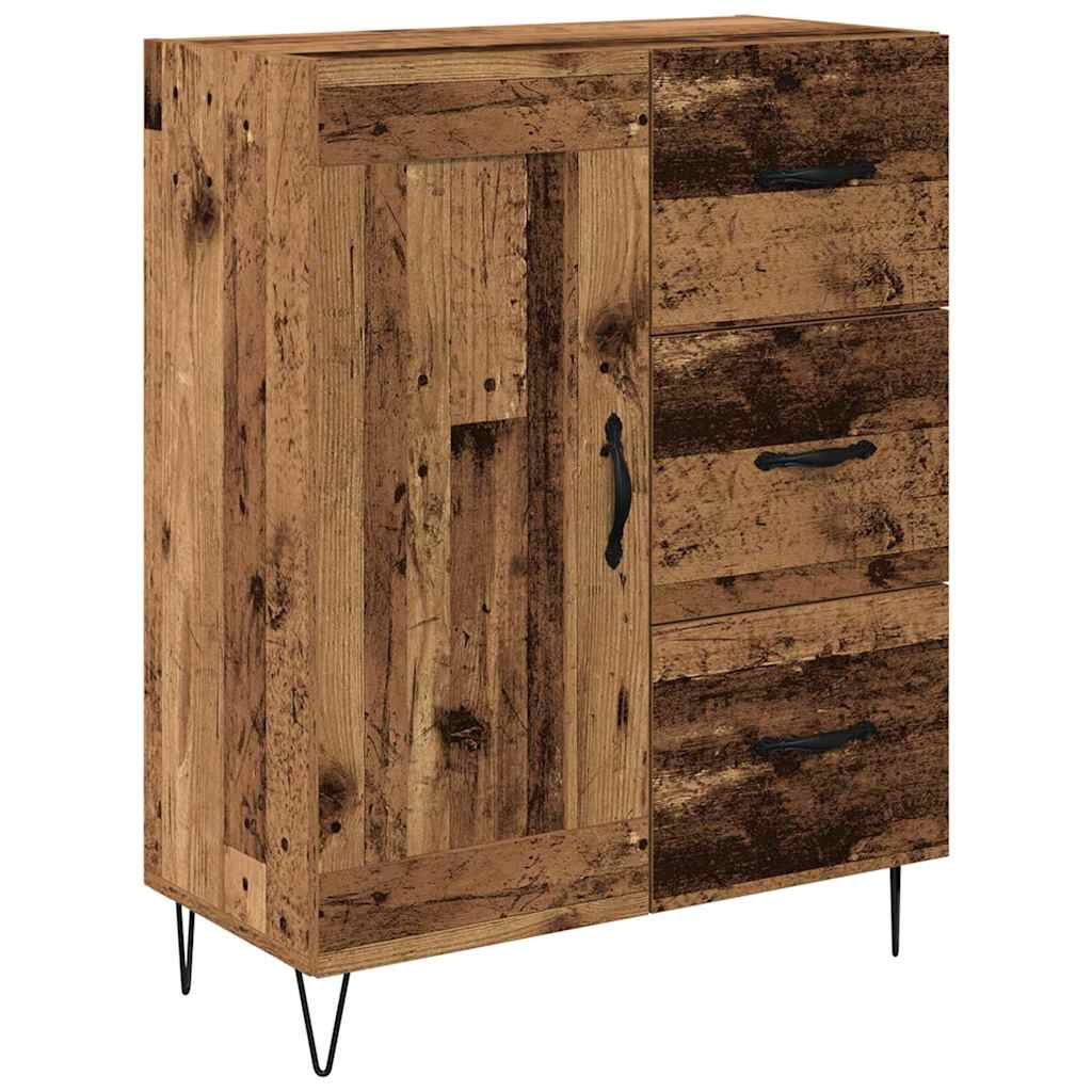 Highboard 69.5x34x180 cm Engineered Wood 1 Wood Door 3 Drawers Old wood