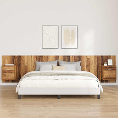 Bed Headboard with Cabinets Engineered Wood Two Drawers Old wood