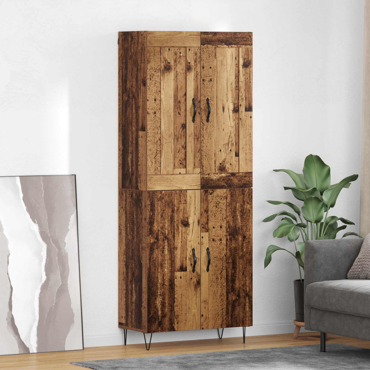 Highboard 69.5x34x180 cm Engineered Wood 2 Doors Old wood
